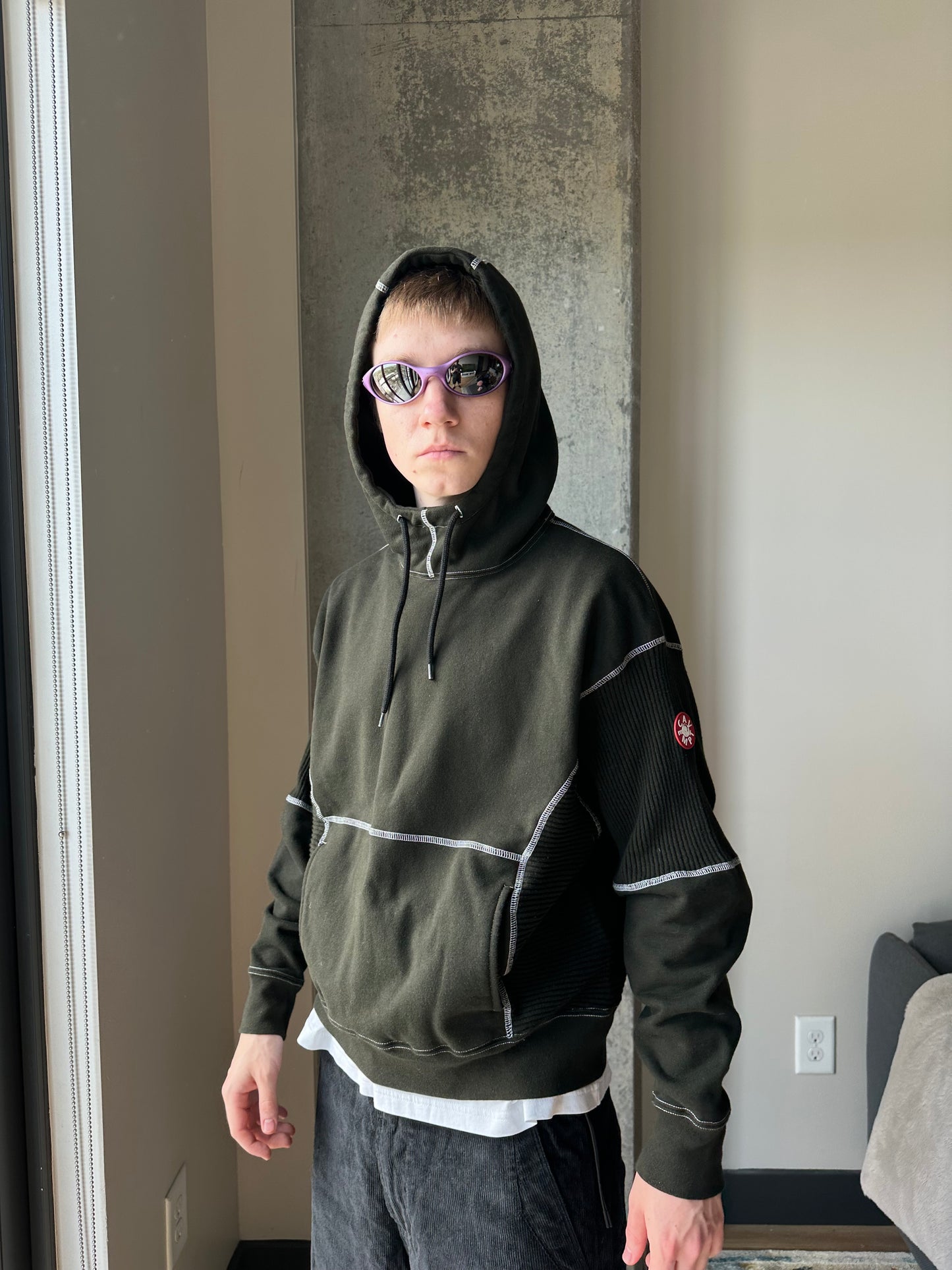 Cav Empt Black Wide Rib Cut Heavy Hoodie (S)