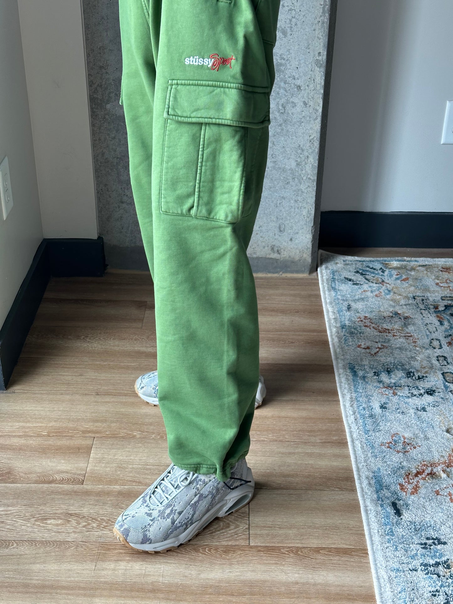 Stussy Sport Green Cargo Fleece Pants (M)