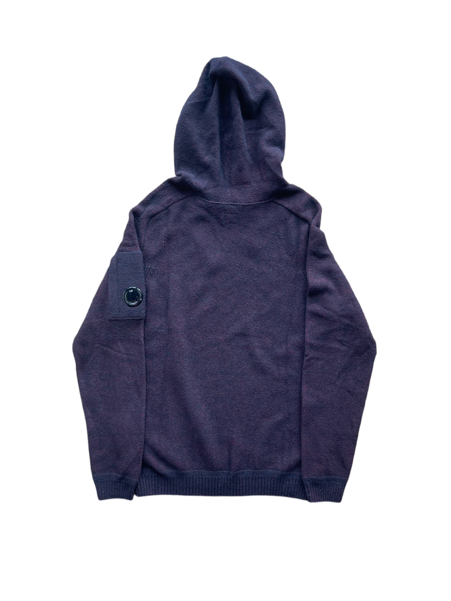 C.P. Company Burgundy Fleece Lana Wool Knit Hoodie (L)