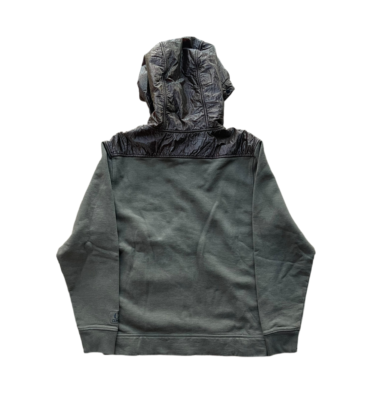 C.P. Company Green Cotton Fleece Full Zip Google Hoodie (S,M)