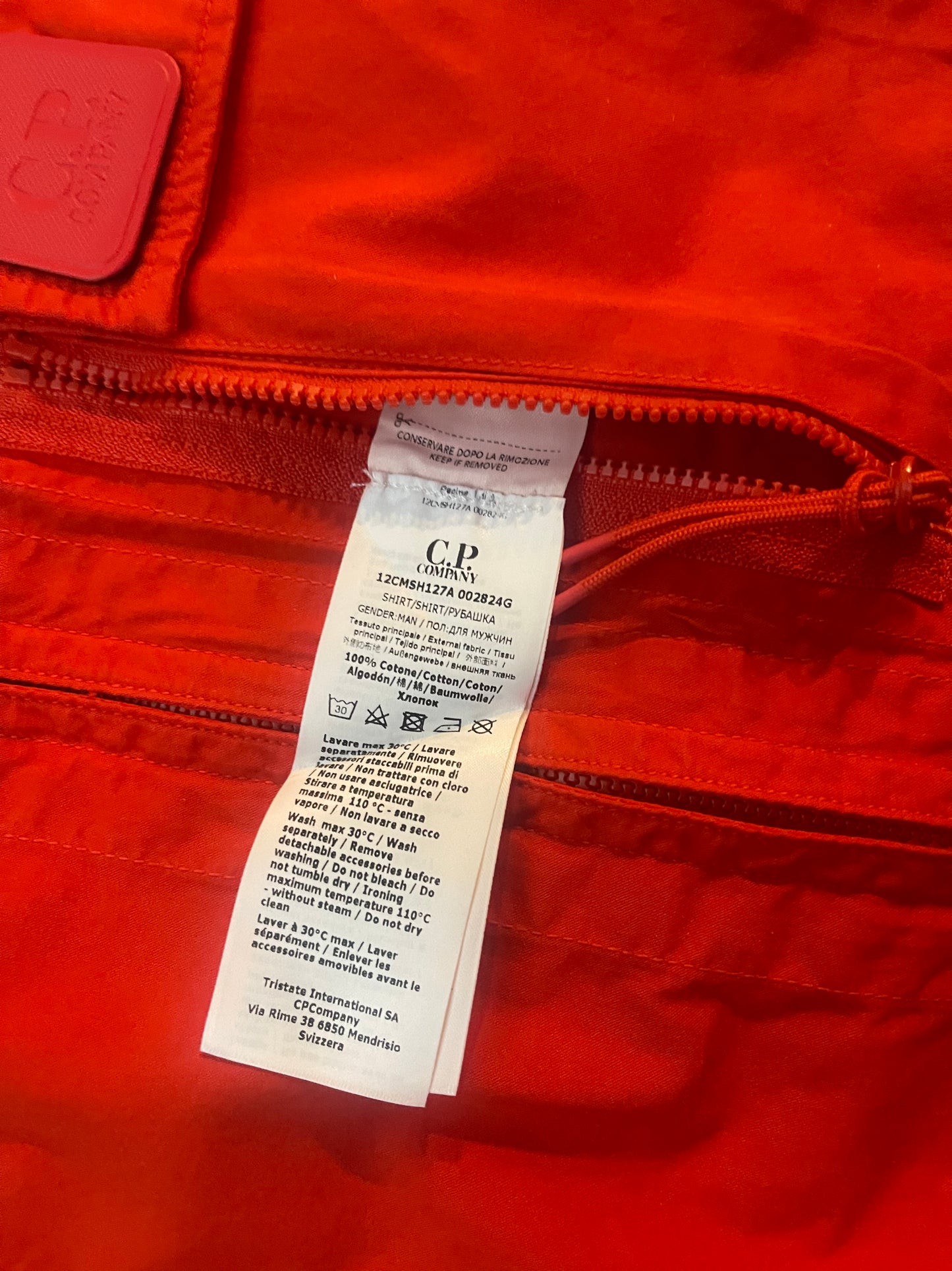 C.P. Company Fiery Red Gabardine Overshirt (M)