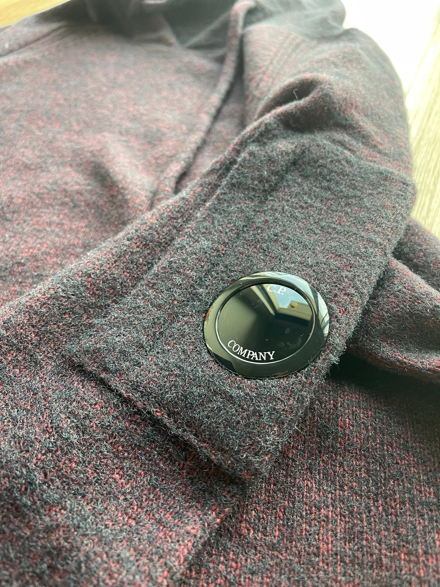 C.P. Company Burgundy Fleece Lana Wool Knit Hoodie (L)
