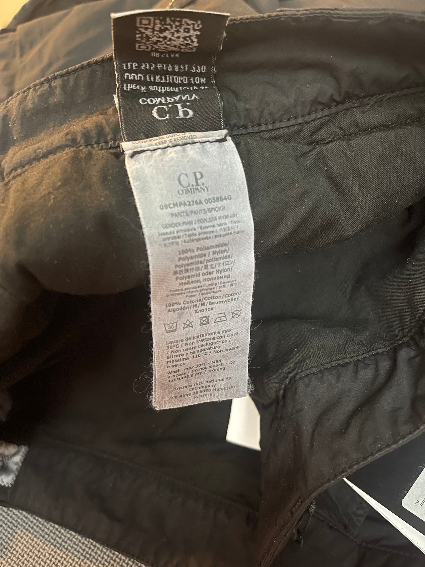 C.P. Company Black Microreps Nylon Cargo Pants (34)