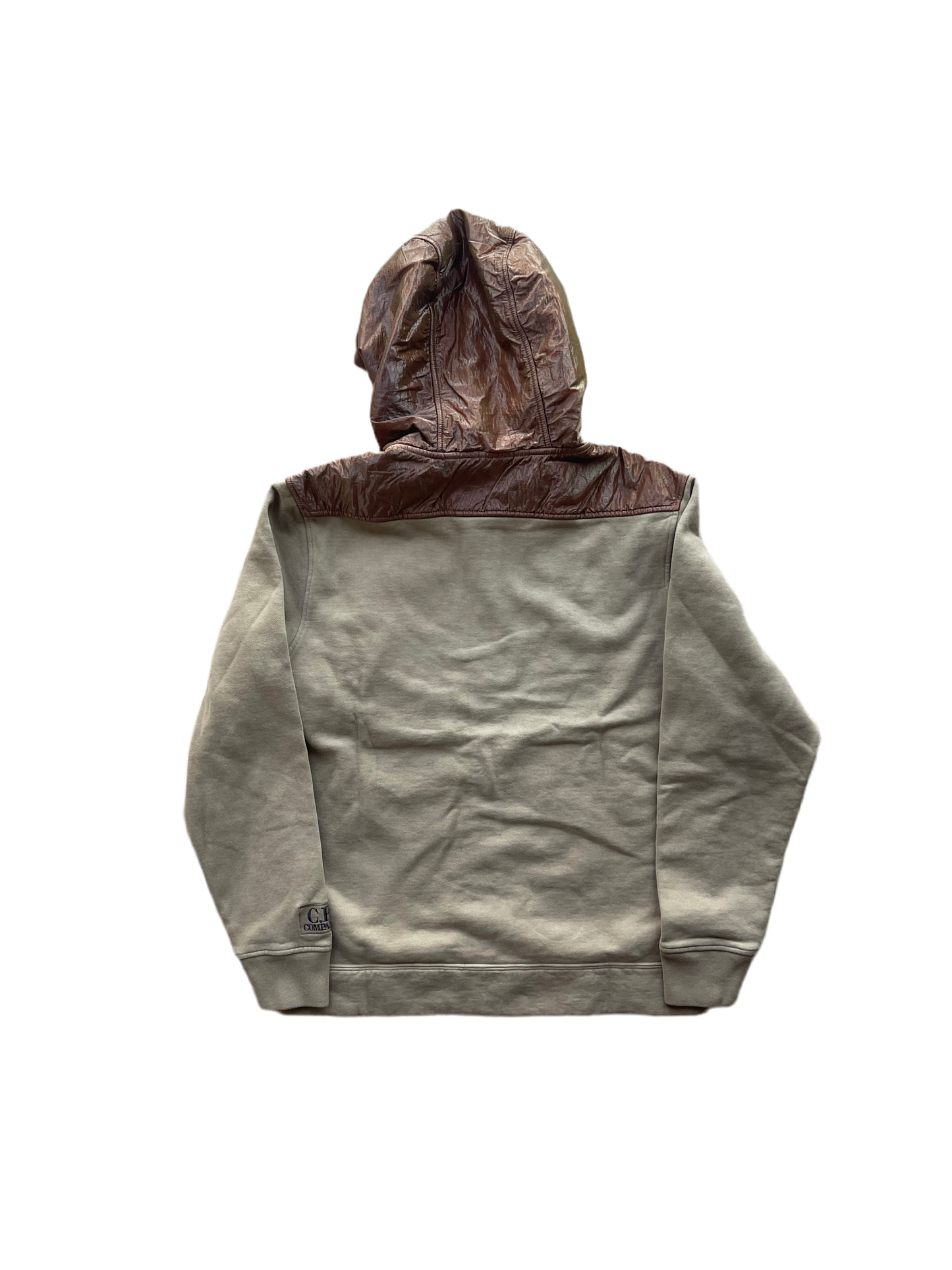 C.P. Company Camel Cotton Fleece Full Zip Goggle Hoodie (M)