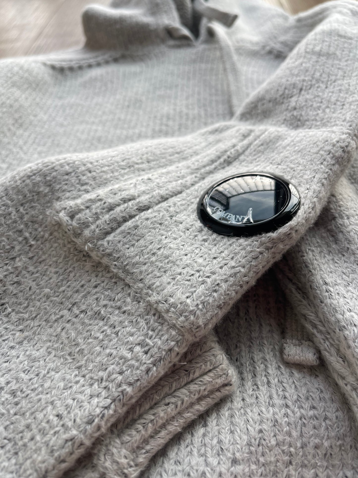 C.P. Company Grey Cotton/Nylon Knit Hoodie (L)